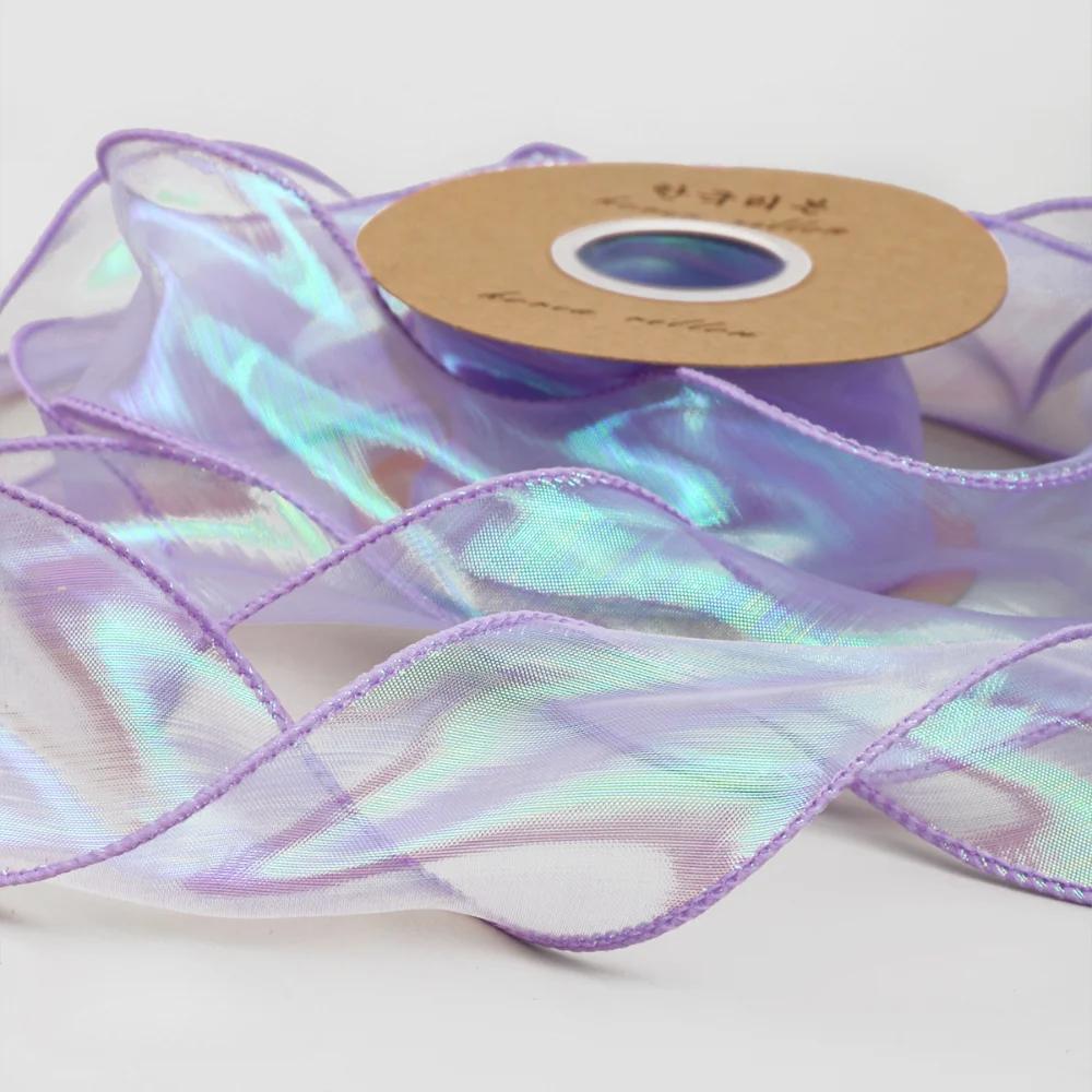 Рыбий хвост пряжа лента букет упаковочный материал радужного цвета кружевной хвост пряжа лента волна шифон пряжа подарочный ремешок