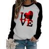 (SU)Женская блузка с длинными рукавами и принтом в виде сердца ко Дню святого Валентина, футболка