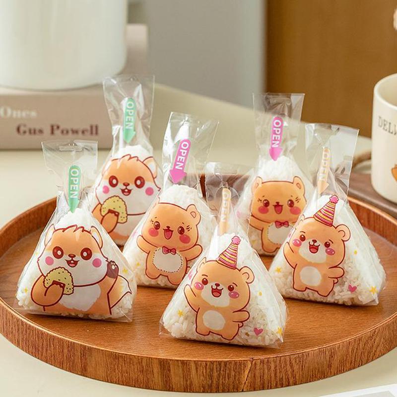 50/100 шт., симпатичные мультяшные треугольные рисовые шарики, упаковочная сумка, водоросли, онигири, суши, бэнто, форма для приготовления, аксессуары для бэнто, сумки для суши