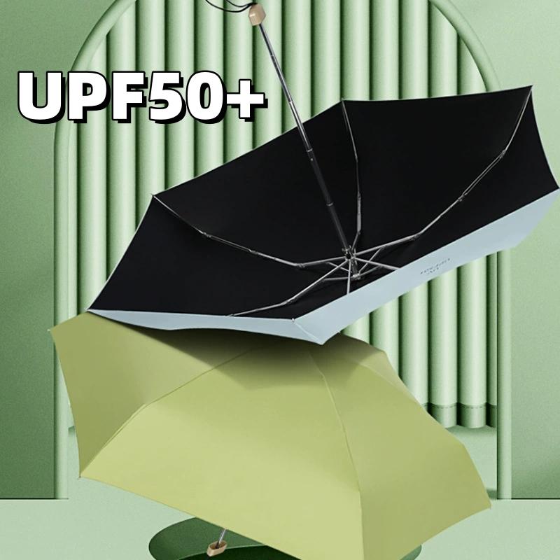 Зонт UPF50+ Мини Карманный Зонт от Солнца Портативный Виниловый Складной Дождевой Зонт Дорожный Зонт Защита от УФ-лучей Парасоль Капсула