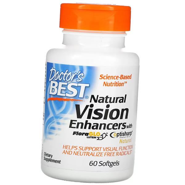 Натуральное средство для улучшения зрения, Natural Vision Enhancers with FloraGlo Lutein, Doctor's Best 60гелкапс (72327027)