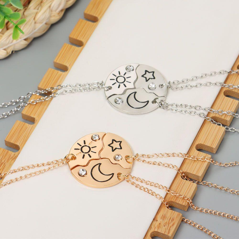 Ювелирные изделия, инкрустированные горным хрусталем, солнцем, луной, облаком, звездой, ожерелье дружбы, лучший друг, лучший друг, кулон BFF