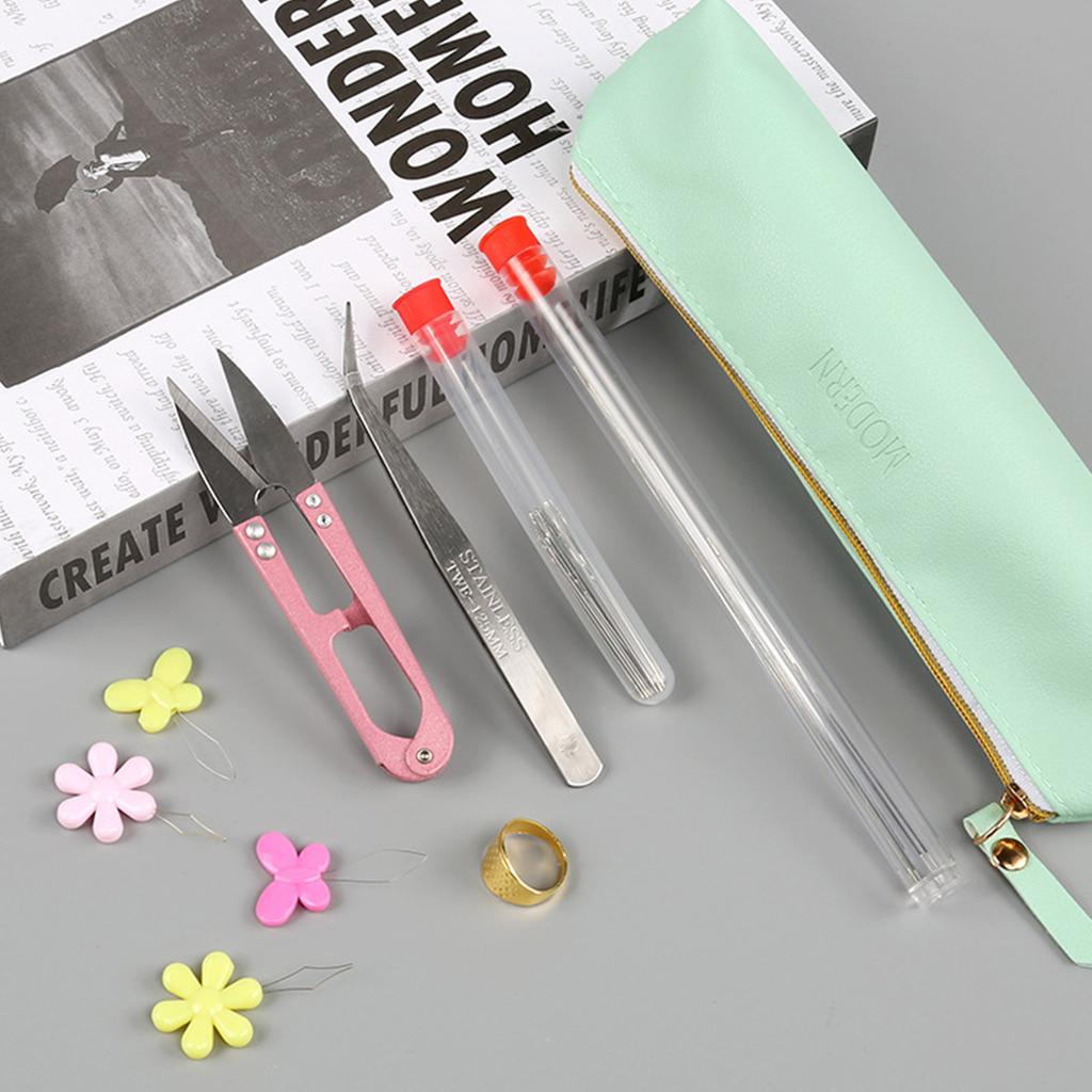 Beading Needle Kits for Jewellery Making Big Eye Beading Needle Needle Threaders Metal Thimble and Storage Tube/Bag