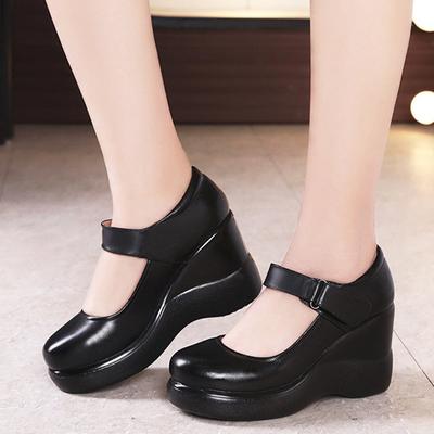 Модные туфли Мэри Джейн на танкетке большого размера, женские туфли-лодочки на высоком каблуке для дам, офисные женские туфли на платформе, Zapatos