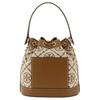 Tory Burch T Monogram Brass Accented Elegant Drawstring Bucket Bag With Push Lock Women Handbags Hazelnut-Brown 84336-371