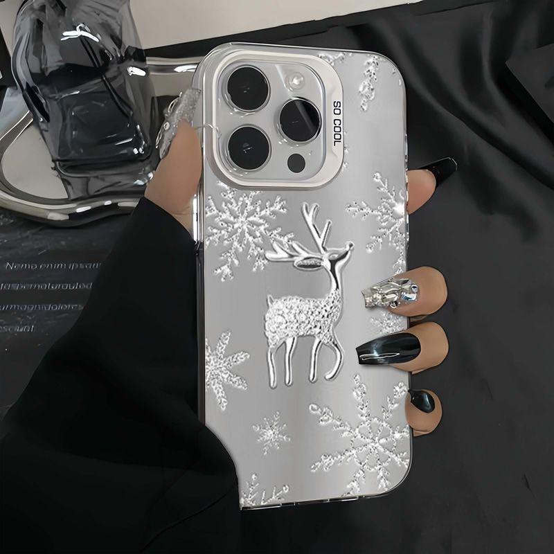 Рождественская елка Снежный олень Для iphone 17 16pro 15pro14 13 12 11 12pro 13pro max 14plus Силиконовый Защитный чехол от падения