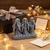 Gothic Room Accessories 3D Printed Ghost Figurine, See Hear Speak No Evil Retro Rune Sculpture Statue, Halloween Desktop Ornament for