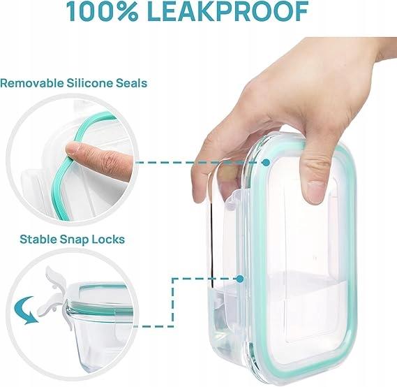 8X Glass Food Containers Lunchbox Container For Fridge Microwave