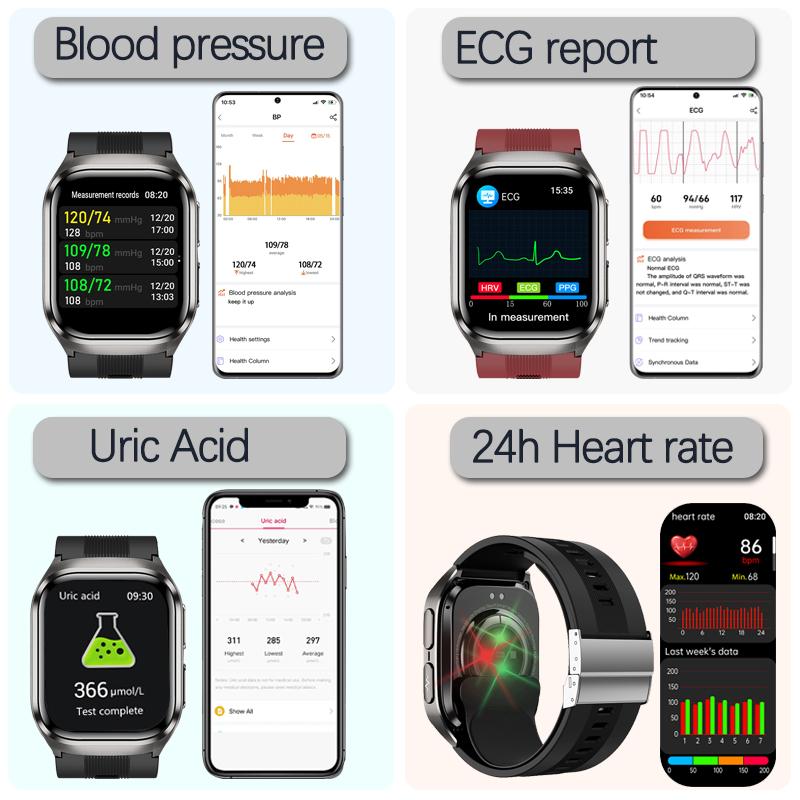 New AI Diagosis ECG Health Smart Watch Men Blood Pressure Lipid Uric Acid NFC Air Pump Airbag Health Smartwatches Women for IOS Android