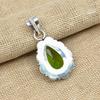 Зеленый перидот Gemstone 925 Твердый стерлинговый серебристый кулон ювелирных изделий ручной работы для подарков