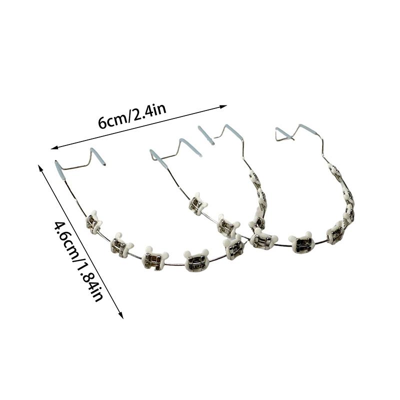 1 пара мультяшных накладных брекетов, разноцветные брекеты для зубов, временные металлические дуги, металлический брекет, ортодонтические лигатурные резинки, стоматологический инструмент