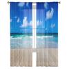 Beach Blue Sky White Clouds Sheer Curtains Modern Gauze Curtain for Living Room Bedroom Voile Yarn Curtains