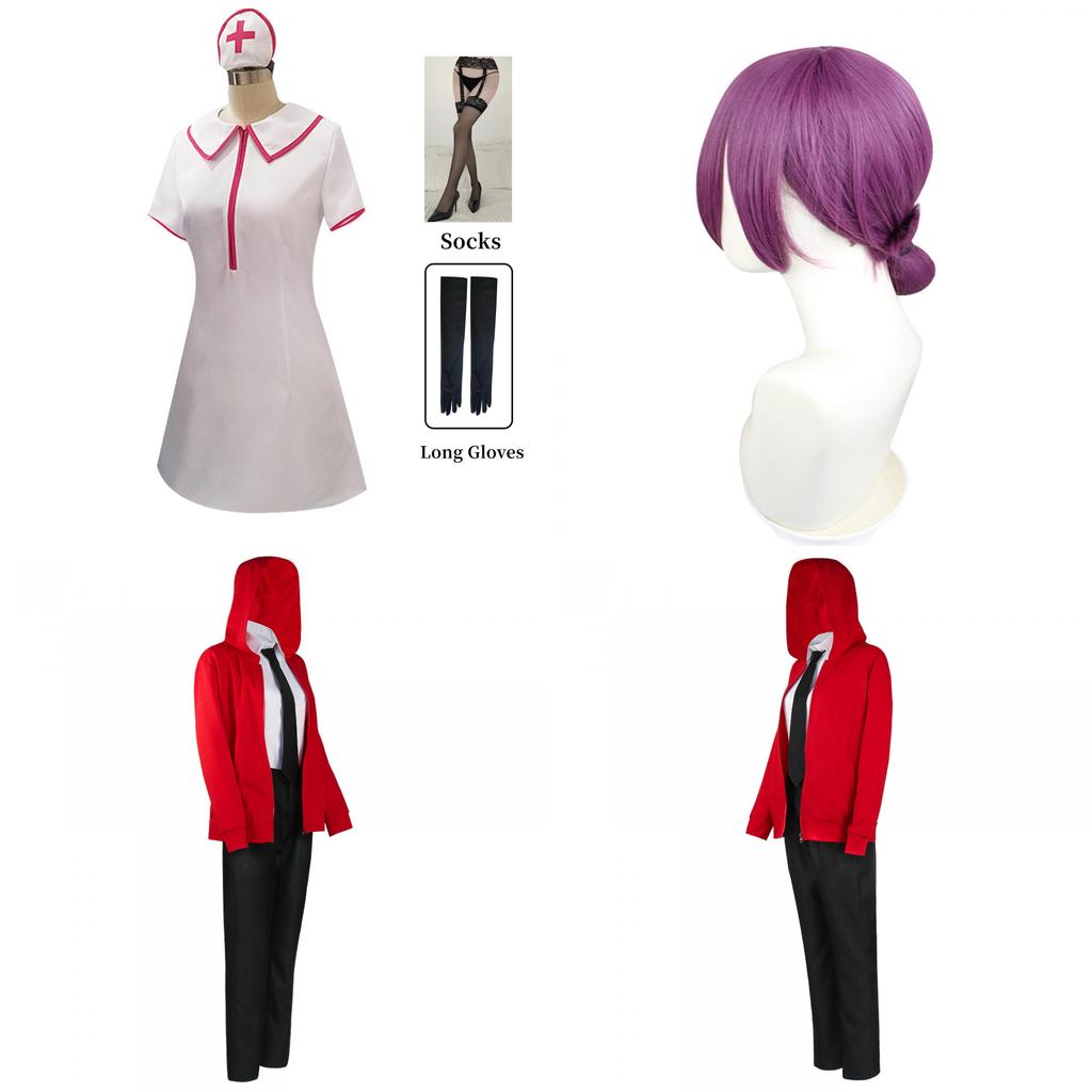 Потрясающий костюм Макимы из Человека-бензопилы с париком Рэйз для Хэллоуинской вечеринки