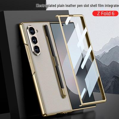 Электролитический кожаный чехол для телефона Samsung Z Fold6 со слотом для стилуса – Полное покрытие и защита от падений