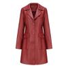 Fall Winter Women Lapel Collar Long Sleeve Slim Fit Zipper Pu Leather Jacket