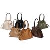 Minimalist New Korean Fashion Cowhide Bag Niche Genuine Leather Women's Bag Pleated Bag Shoulder Bag Drawstring Tote Bag Large