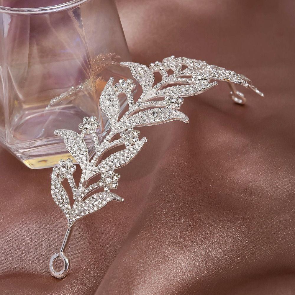 Ручная работа Хрустальные листья Повязка на голову Свадебная Барочная Тиара Украшение для волос Свадебная корона