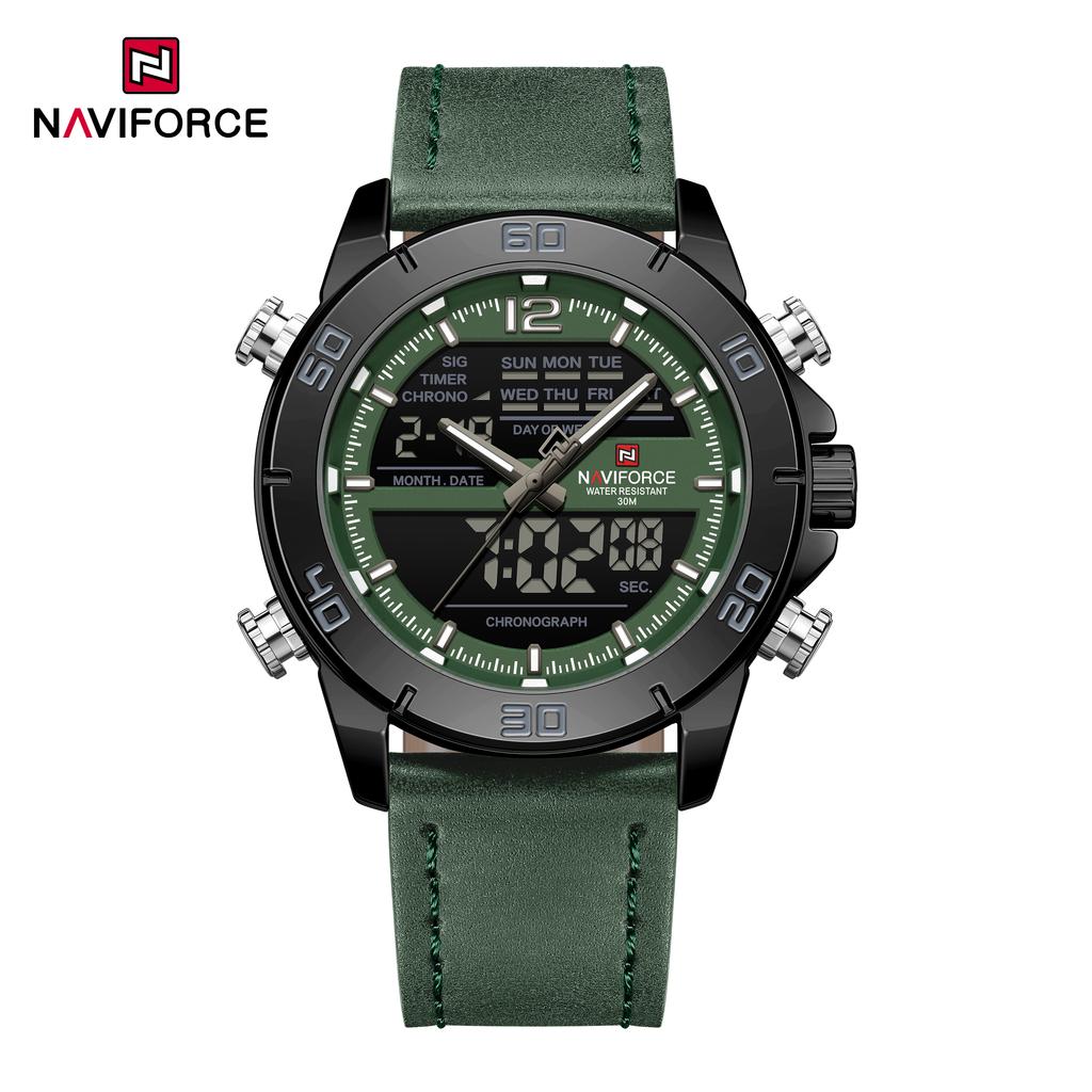 NAVIFORCE NF9253L Мужские кварцевые спортивные часы с двойным дисплеем, хронограф, аналого-цифровые, водонепроницаемые, модный повседневный стиль