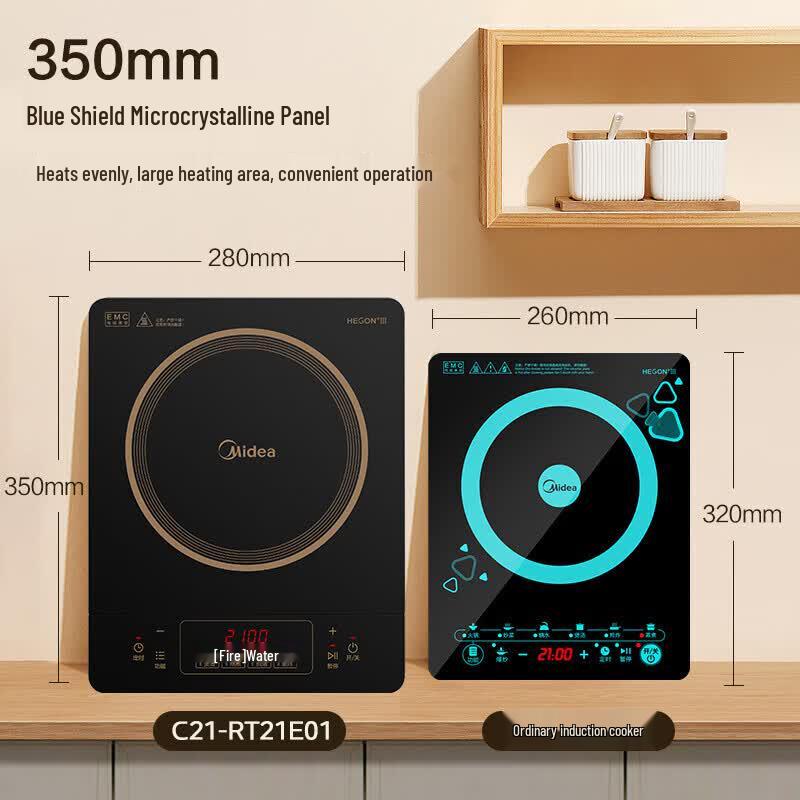 Midea Индукционная плита 2100 Вт с сенсорным управлением, штепсель CN (адаптер в комплекте)