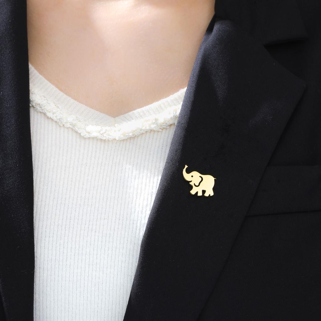 Teamer Elephant Pin Stainless Steel Brooch For Women Men Fashion Cute Animal Jewelry Gift Suit Clothing Accessories 2026 New