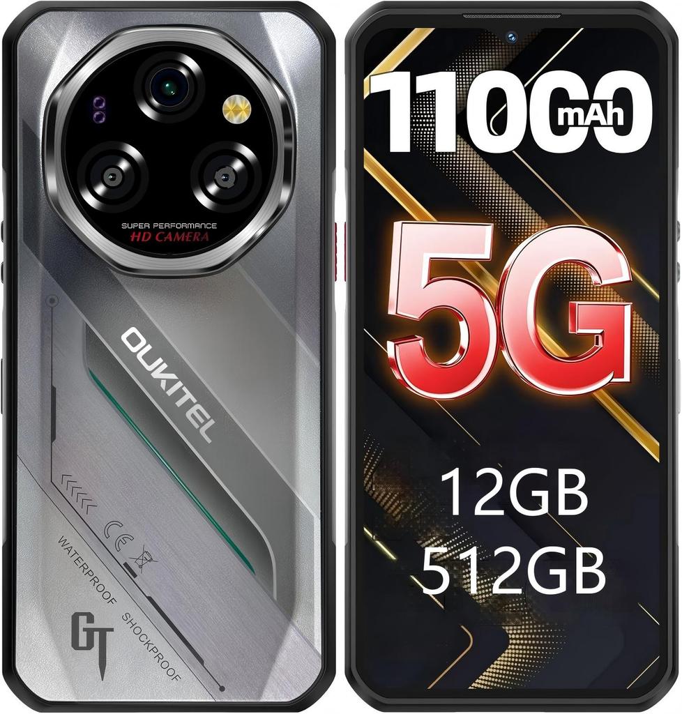 Oukitel WP62 5G Мобильный телефон 12 ГБ + 512 ГБ 11000 мАч 6,58-дюймовый дисплей 108 МП Android 15