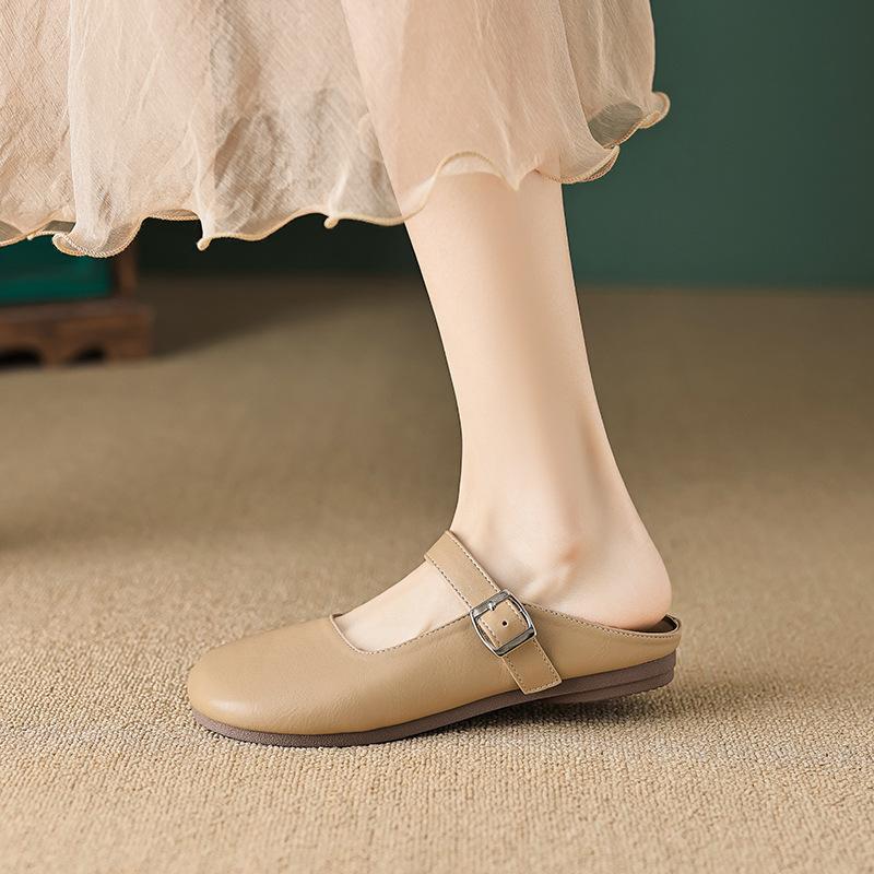 Weiwei Girl 520-2 Баотоу Тапочки Женские Летние Ретро Ленивые На Плоской Подошве Полутапочки Большого Размера