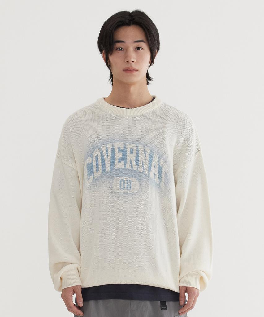 COVERNAT Spray Arch Logo Crewneck Knit Ivory