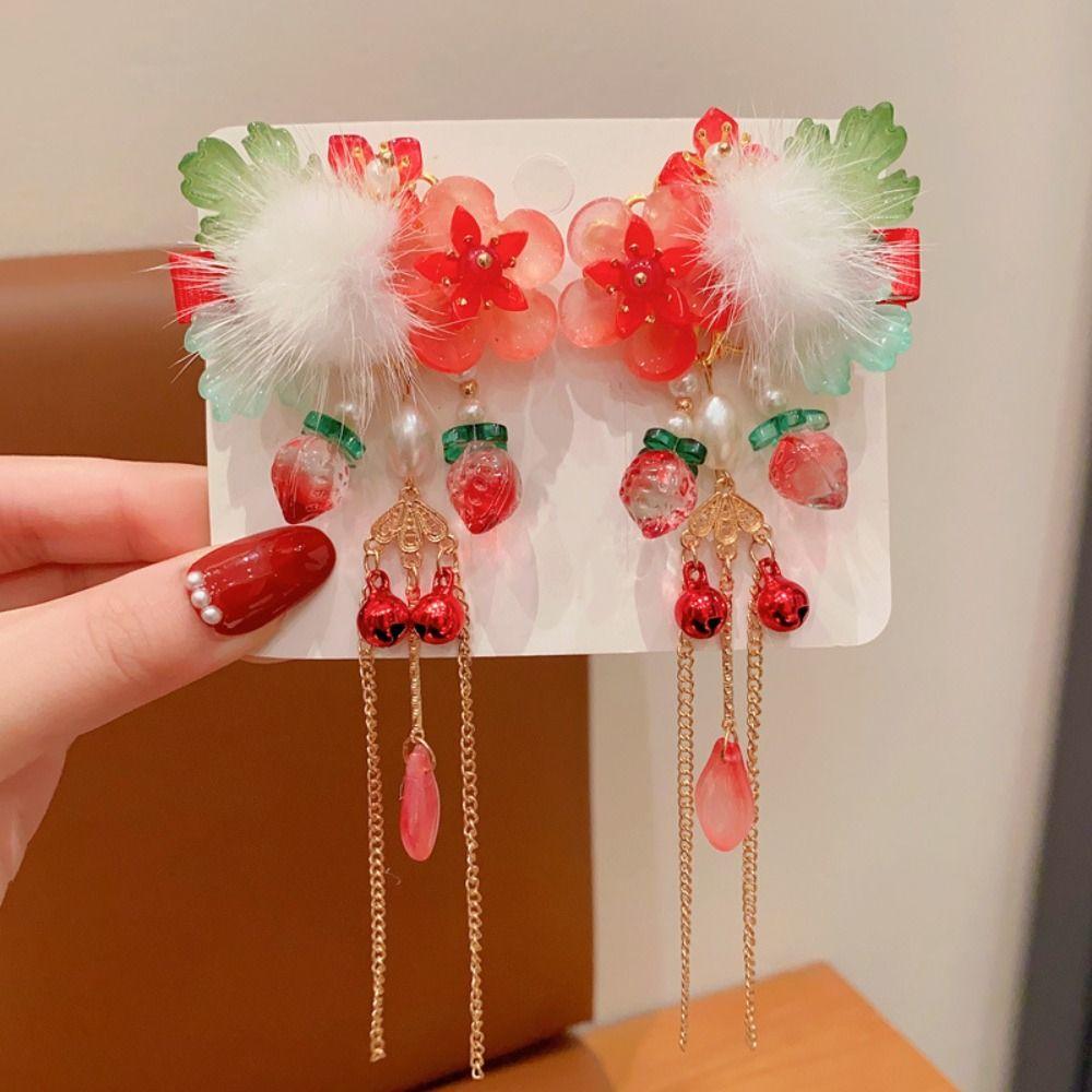 Кисточка Новогодний головной убор Цветок Древний стиль Заколка Сладкая Заколка для волос Ханфу Детская