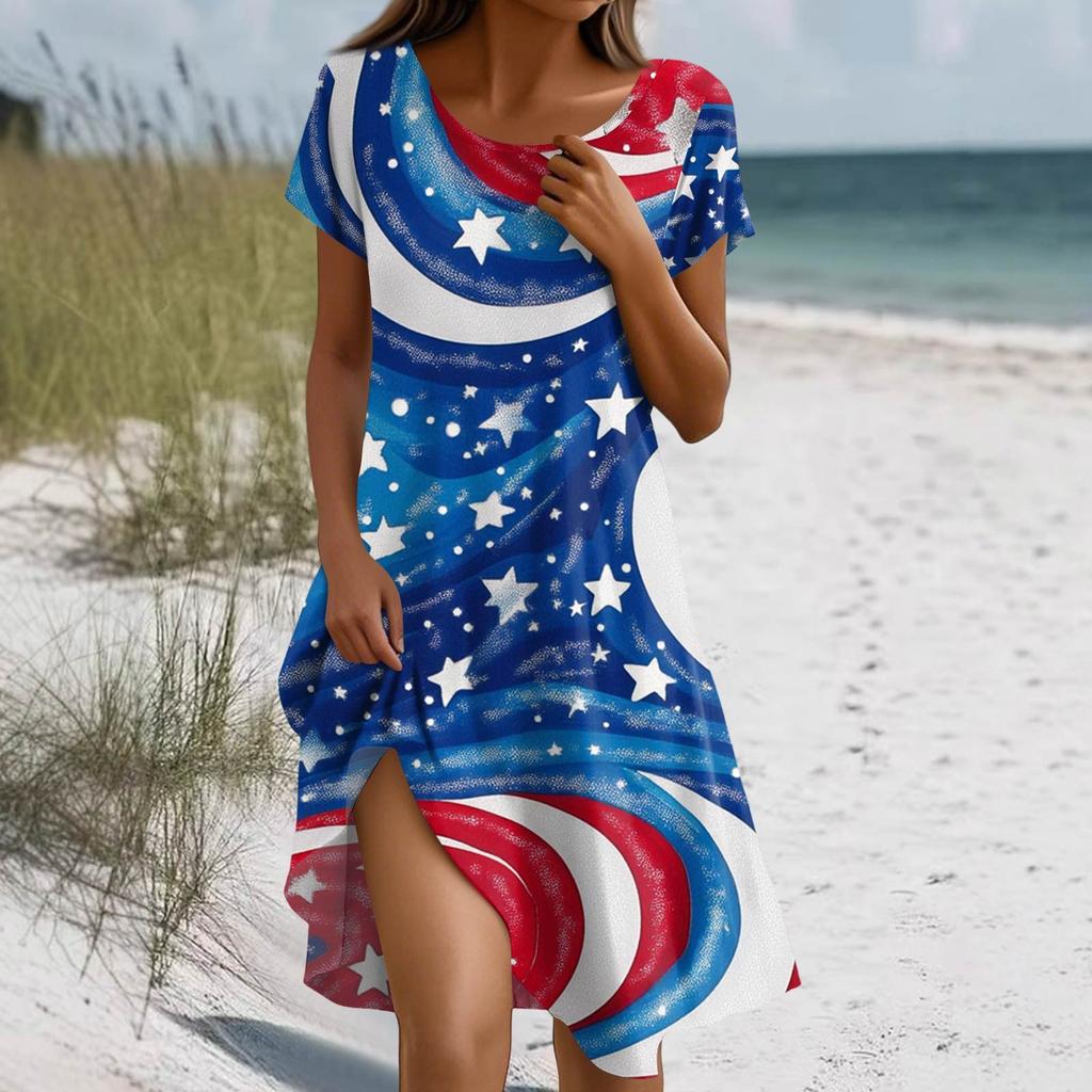 Платье в стиле бохо с коротким рукавом для женщин, повседневное, свободного кроя, летнее, сарафан с цветочным принтом и карманами