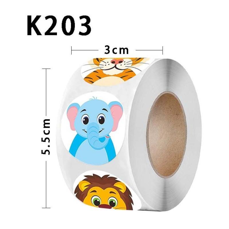 500pcs/roll Round Cat Funny Label Stickers for Packaging Phone Cases Suitcases Laptops Ins Hot Expression Stickers