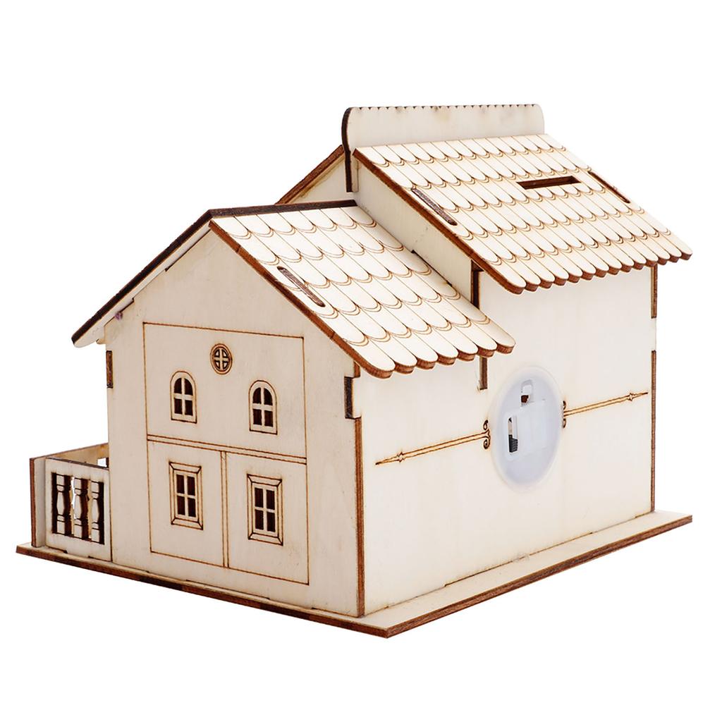 Miniature Villa Money Coin Storage Box Money Bank House Model Home Decor(Triangular Gate)