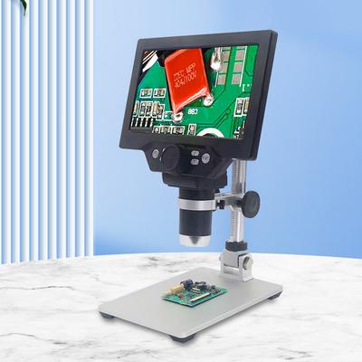 Цифровой USB-микроскоп 1200X 7-дюймовый ЖК-дисплей Паяльный микроскоп 12 МП 1080P Микроскоп для фото/видео Инспекция ремонта печатных плат и телефонов