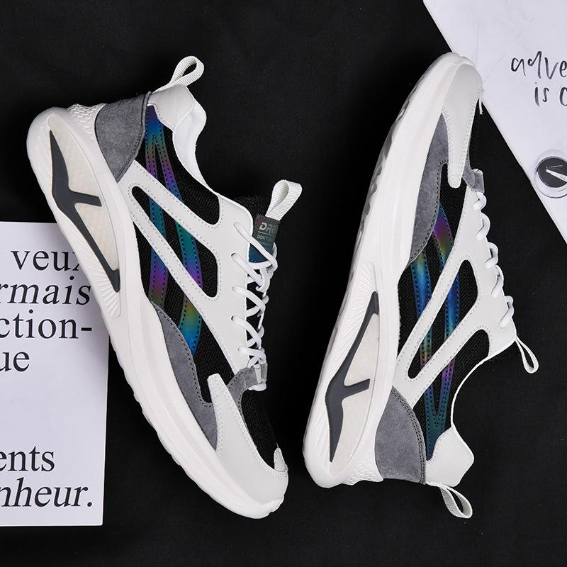 Ретро кроссовки с цветовой блокировкой 2024 весна новые удобные повседневные сетчатые туфли тренд корейская версия модные дышащие мужские туфли