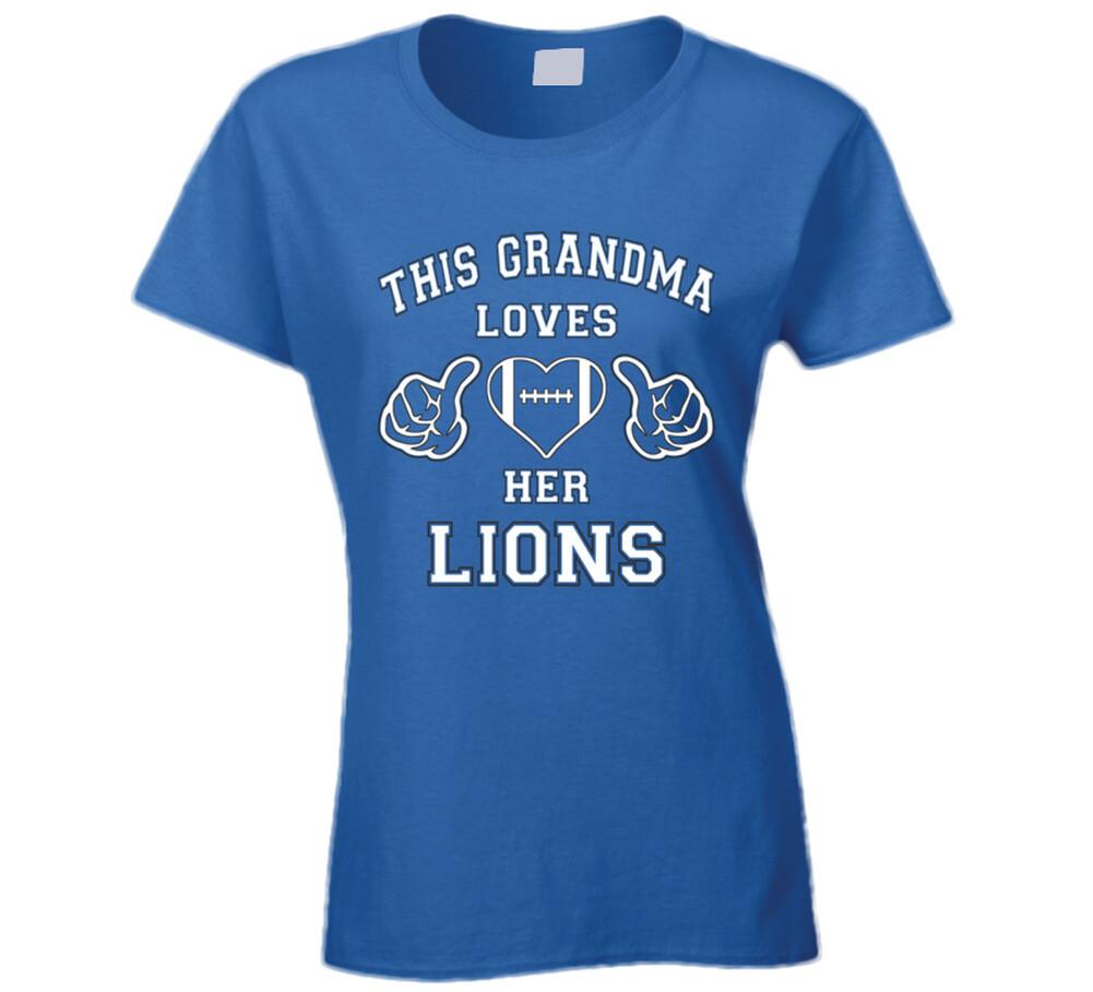 This Grandma Loves Lions Football T Shirt Mens Womens Tees Top - Detroit Lions Team Colors