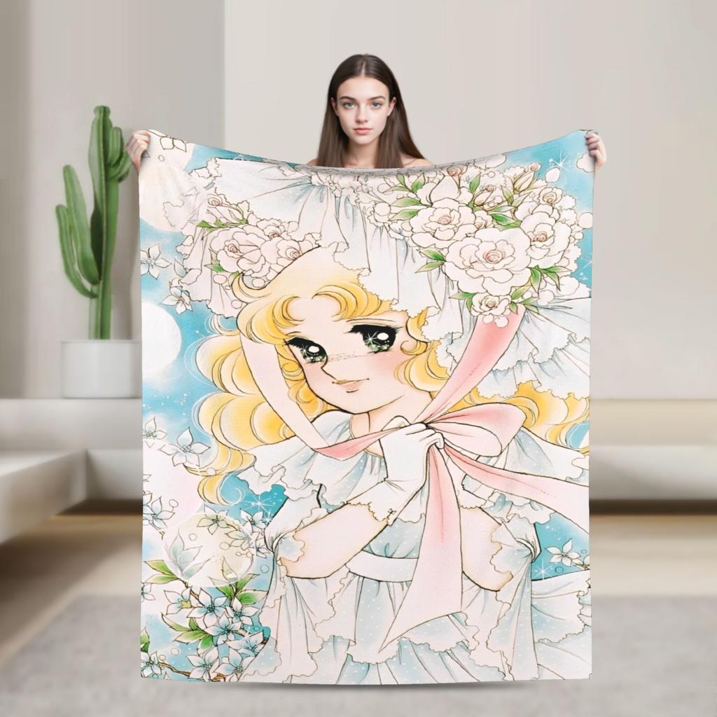 Candy Candy Anime Cartoon Fuzzy Blanket  Awesome Throw Blankets for Home 150*125cm Bedspread