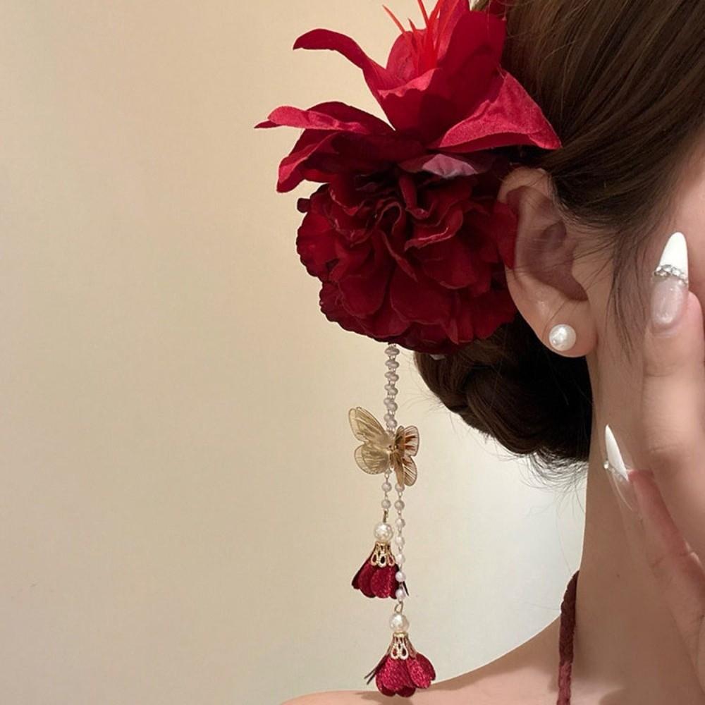Tassel Hanfu Hair Accessories Ancient Style Flower Hairpin Elegant Chinese Style Hair Clip  Women