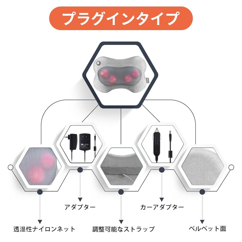 Массажная подушка для шеи с для и Подарок на День или Адаптер Массажер, Подушка, Нагрев, Шея, Плечи, Талия, Спина, Бедра, Икры, Матери