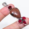 Natural Mahogany Obsidian, Garnet 925 Sterling Silver Jewelry Pendant 2.60" Y3q51