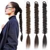 Synthetic Long Straight Rubber Band Ponytail Extensions Black Brown Natural Braided Ponytail Wig For Women Use