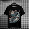 Men's T Shirt Japanese Samurai Cat Pattern Printed Tops Casual Unisex Tops Breathable Comfortable Summer New Oversized Clothing