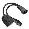 IEC320 C14 To IEC320 C13+UK13A AC-Power Adapter Cable, 3 Terminals Male To Female Power Connector Cord Wire