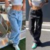 Женские модные однотонные джинсы в стиле хип-хоп, спортивные штаны, брюки для бега