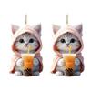 2Pcs Pendants Adorable Rearview Mirror Decorations Car Cartoon Cat Shaped Pendants