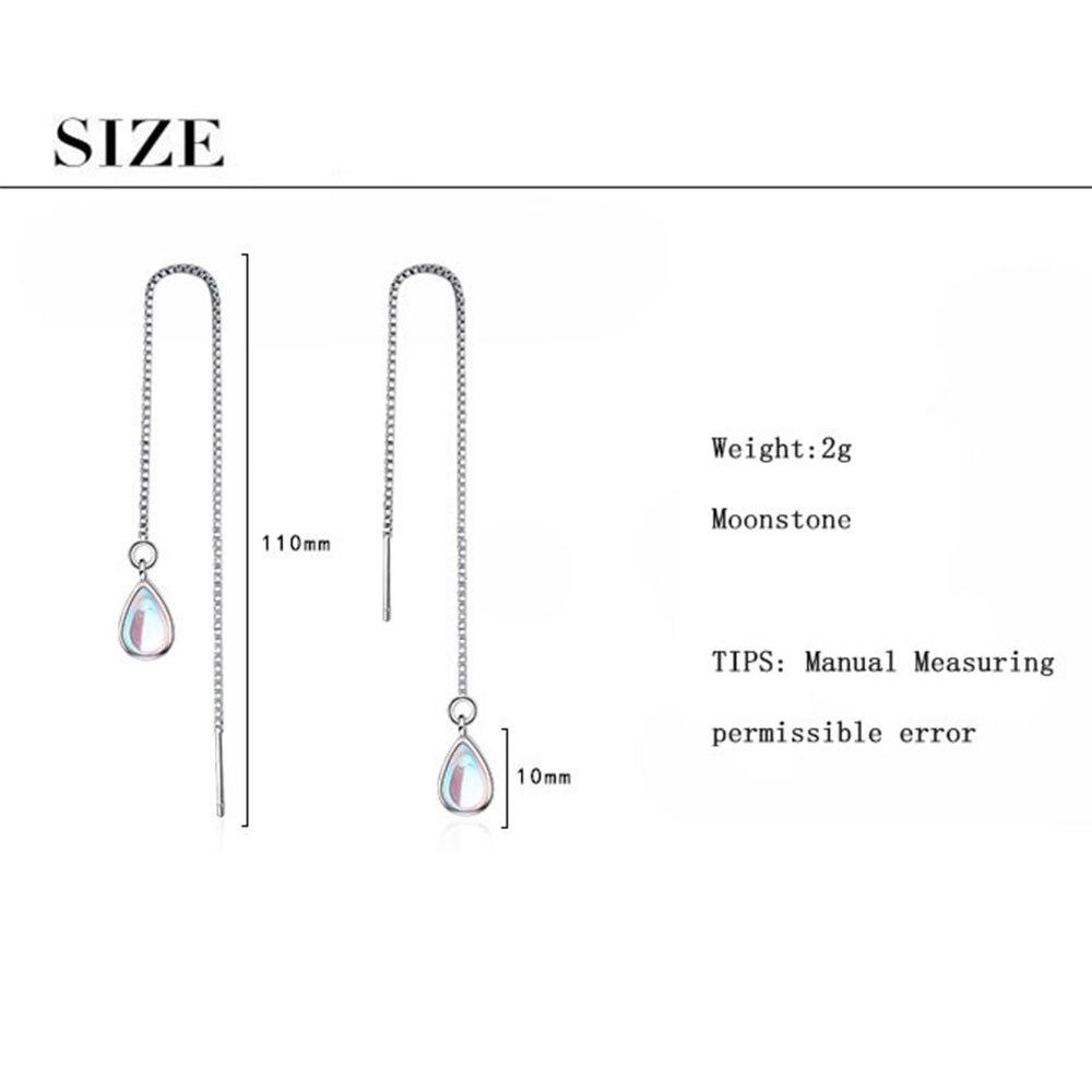 Стерлингового серебра 925 пробы, модные вечерние украшения, лунный камень, длинные серьги с кисточками для женщин, цепочка для ушей, S-E654