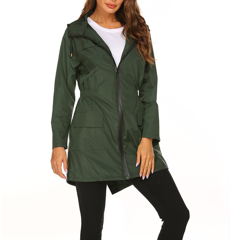 Autumn Winter Women's Jacket with Waist Cinched Hooded Lightweight Suit Windcheaters Jackets