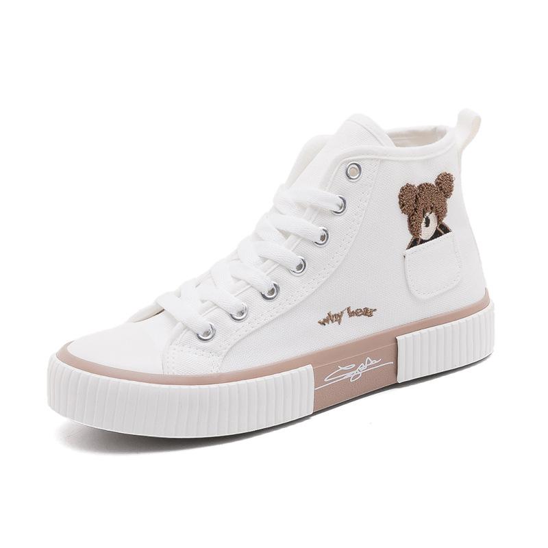 2024 высокие парусиновые туфли для женщин, осенние вулканизированные универсальные кроссовки, студенческая обувь 35-40