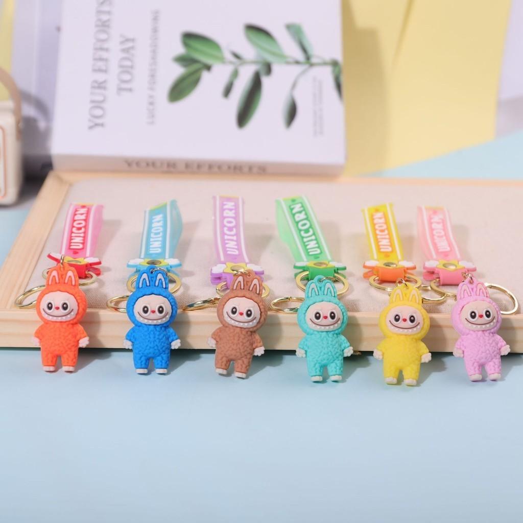 Adorable Cartoon Soft Pvc Sheep Keychain Colorful Cute Keyring Car Bag Ornament