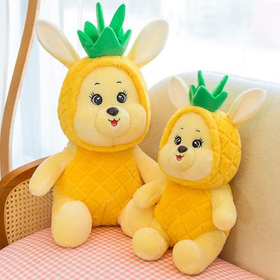 Плюшевая игрушка Ананасовый кролик Милый фрукт Медведь, превращенный в маленького кролика, Тряпичная кукла, Большая подушка для бросания, Детская подушка для сна