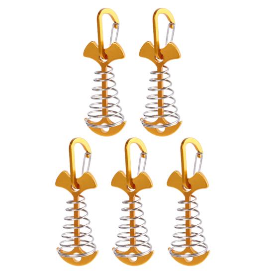 5 шт. пружинные пряжки для палаток, устойчивые к коррозии, палатка Fishbone, нескользящая конструкция, нержавеющий шнур для натяжения веревки