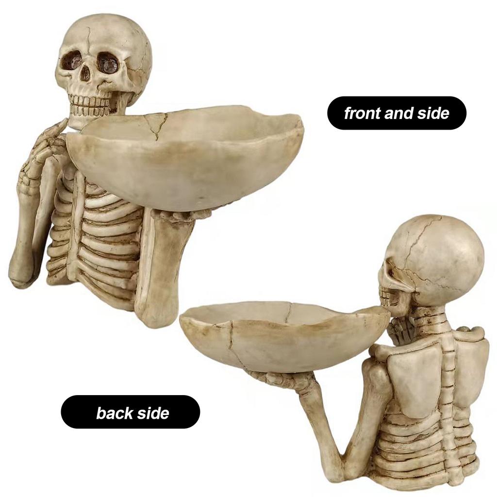 Хэллоуинская конфетница Черепная чаша Конфетная коробка Скелетная конфетница из смолы Поднос для закусок Инновационная настольная коробка для хранения для украшения